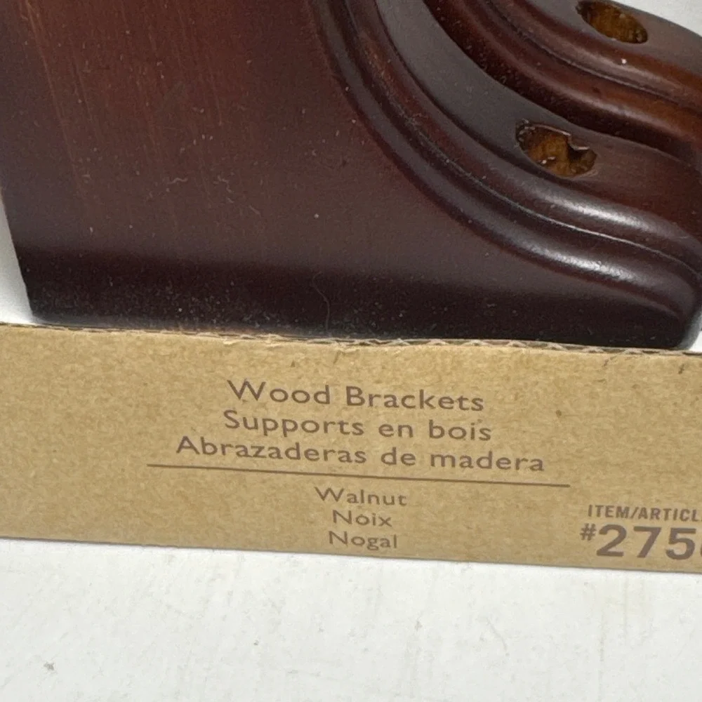 allen + roth Wood Brackets Unisex Walnut NEW Curtain Rod Supports 275052